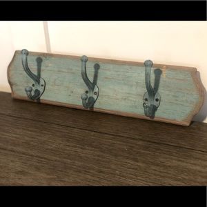 Rustic Coat Rack with Metal Hooks